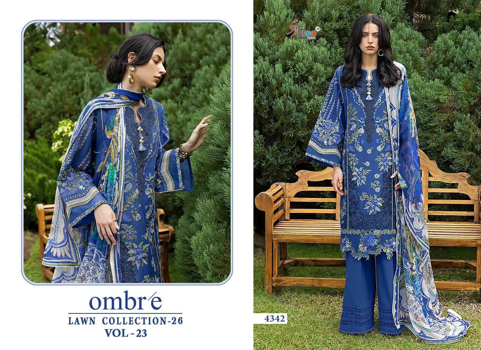 OMBRE LAWN COLLECTION VOL-23 By Shree Fab 4341 to 4346 Series Pakistani Stylish Beautiful Colourful Printed & Embroidered Party Wear & Occasional Wear Pure cotton Dresses At Wholesale Price